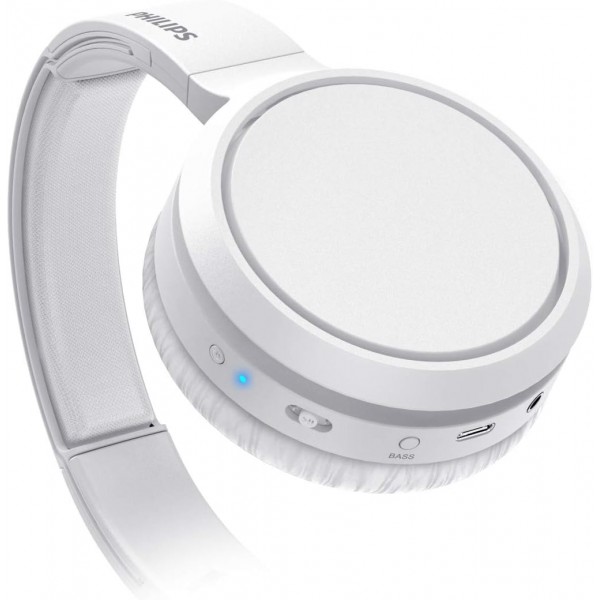 PHILIPS 헤드폰 Bluetooth 마이크/무선, 소음 차단, 29시간 재생, 고속 충전, BASS 부스트 버튼 오버이어 TAH5205WT/00 화이트 2020/2021