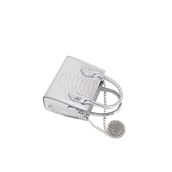 GORGLITTER 여성용 소형 크로스 바디 백 미니 지갑 메탈릭 악어 프린트 더블 핸들 사첼 숄더백 지갑