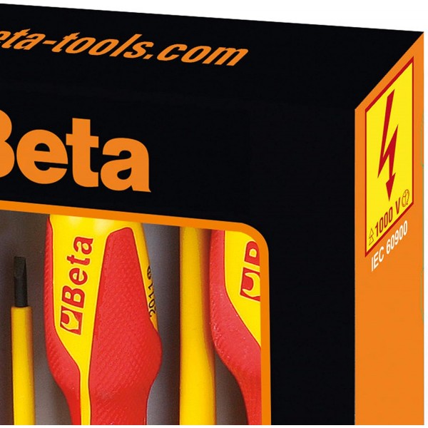 Beta 1273 MQ/D6-6 스크루드라이버 세트, 스크루드라이버 세트, (공구 세트 6종, 그립 포함, 3개의 일자형 및 Phillips, 내구성이 뛰어난 공구, 무게: 478g), 노란색/빨간색, 1273085