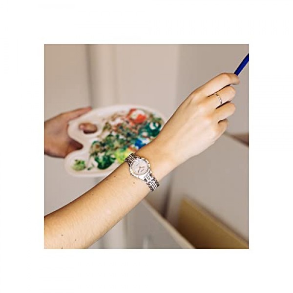 Citizen 여성용 실루엣 크리스탈 에코드라이브 시계, 바늘 3개 날짜, 스테인리스 스틸