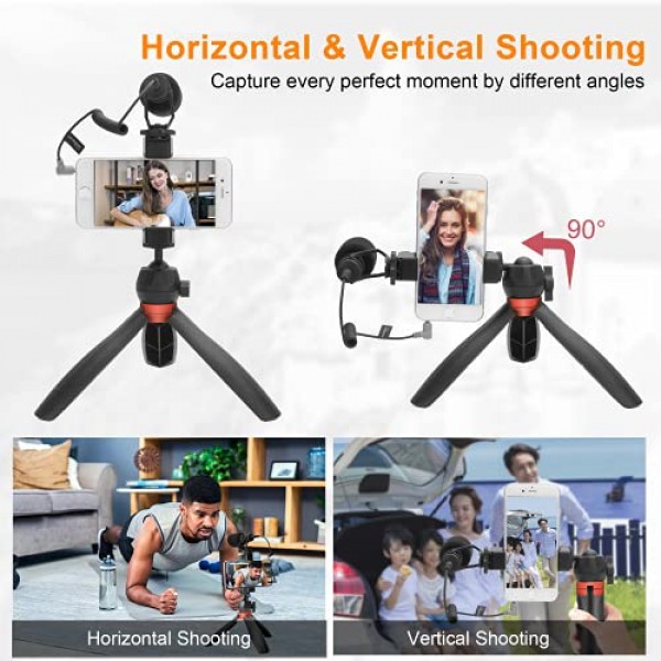 comica 스마트폰 비디오 마이크 키트, CVM-VM10-K2 Pro Vlogging 키트(소니, Canon, Nikon DSLR 카메라, iPhone, Samsung, Huawei용 YouTube, TikTok(샷건 마이크 포함) 삼각대 폰 홀더 휴대 가능)