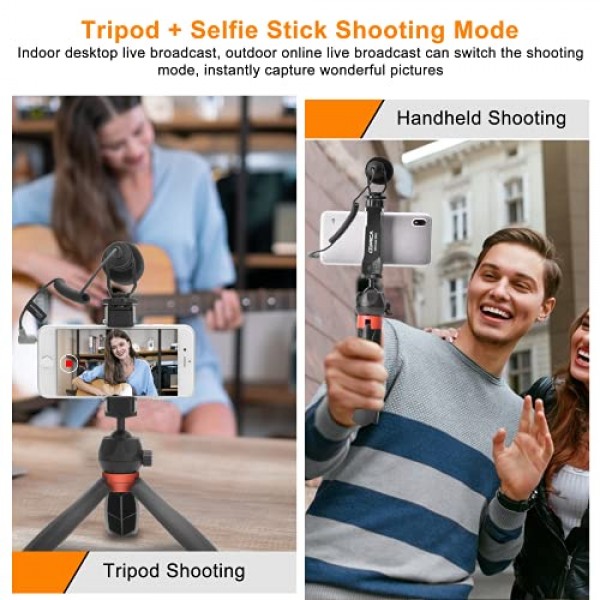 comica 스마트폰 비디오 마이크 키트, CVM-VM10-K2 Pro Vlogging 키트(소니, Canon, Nikon DSLR 카메라, iPhone, Samsung, Huawei용 YouTube, TikTok(샷건 마이크 포함) 삼각대 폰 홀더 휴대 가능)