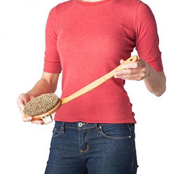 탈착식 스팀 너도밤나무 손잡이가 있는 Redecker Wellfit 목욕 브러시, 100% 독일산, 혼합 말총 및 식물 섬유 강모, 길이 17-1/2인치