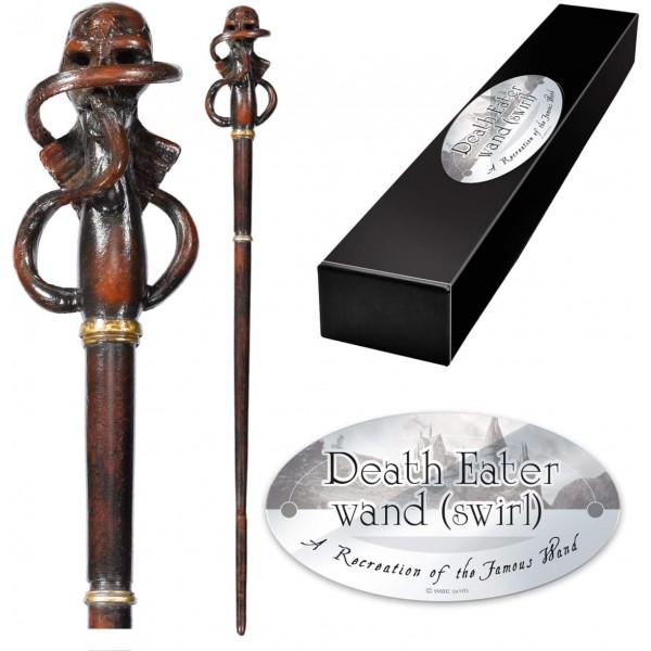 Death The Noble Collection Eater Swirl 캐릭터 완드 - 14인치(35cm) Wizarding World Wand with Name Tag - 해리 포터 영화 세트 영화 소품 완드