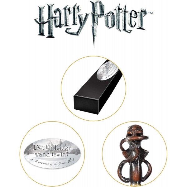 Death The Noble Collection Eater Swirl 캐릭터 완드 - 14인치(35cm) Wizarding World Wand with Name Tag - 해리 포터 영화 세트 영화 소품 완드