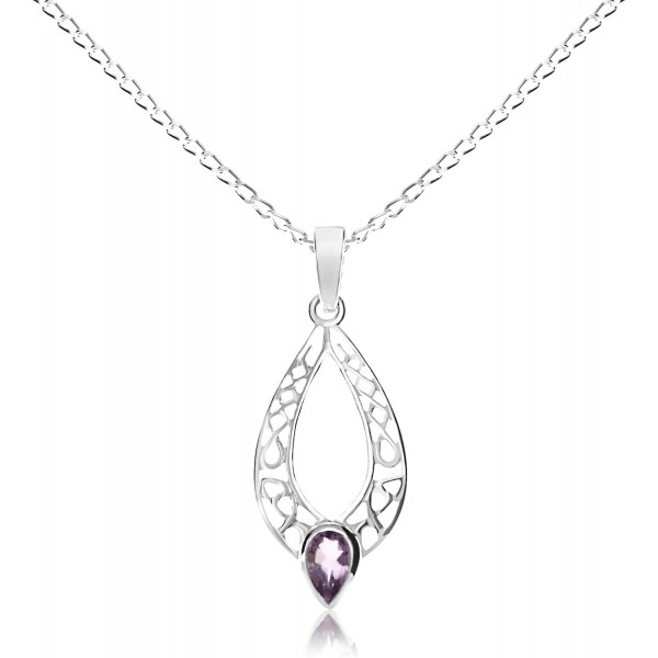 Alexander Castle 스털링 실버 및 자수정 켈트 펜던트 목걸이 18 체인 및 선물 상자. 크리스마스 또는 생일을 위한 훌륭한 여성용 선물