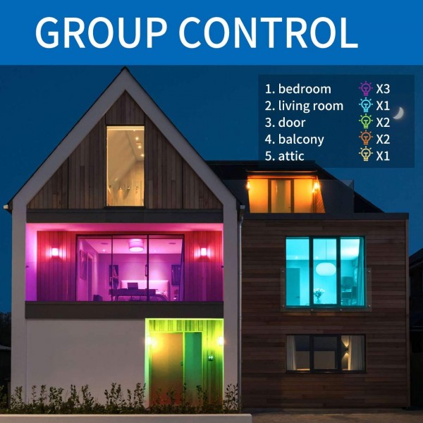 Alexa e27 스마트 전구, ANWIO R63 WiFi 디 밍이 가능한 스마트 반사판 LED 전구, E27 RGB Led 전구, 8.5W 교체 60Watt, 806LM, Alexa 및 Google 홈과 호환 가능, TUYA, 220-240V (4pcs) R63 Wif Colorful