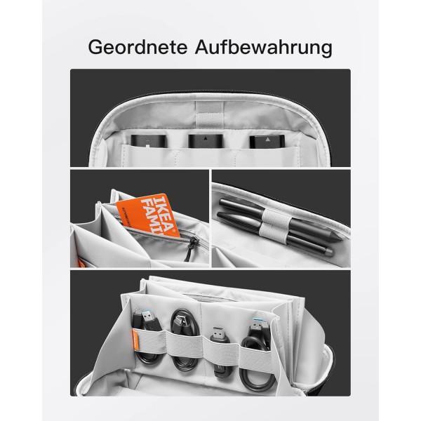 Inateck Electronics Case, 생활 방수 액세서리 가방, 가제트 정리 가방, USB 케이블 정리 도구, 여행용, AB03007 블랙