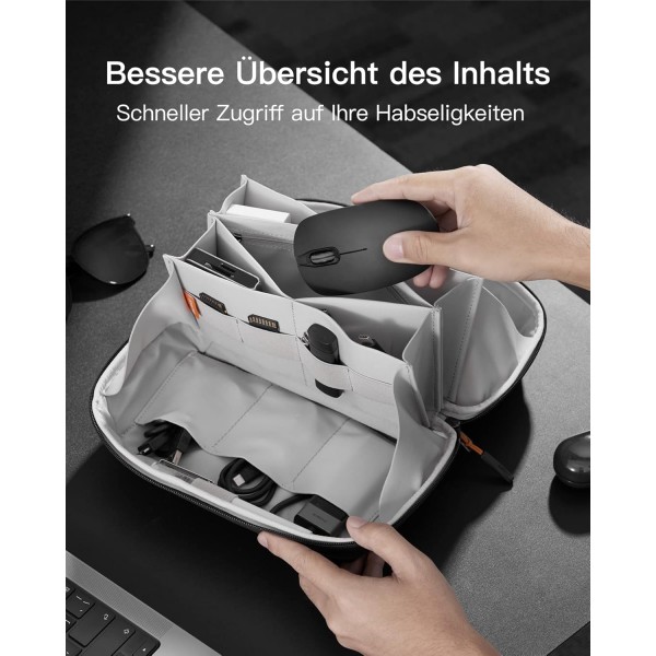 Inateck Electronics Case, 생활 방수 액세서리 가방, 가제트 정리 가방, USB 케이블 정리 도구, 여행용, AB03007 블랙