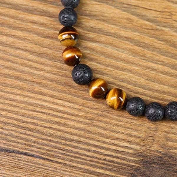 COAI 용암석과 원석으로 제작된 남성용 행운팔찌, 조절 가능