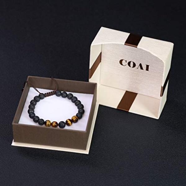 COAI 용암석과 원석으로 제작된 남성용 행운팔찌, 조절 가능
