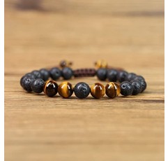 COAI 용암석과 원석으로 제작된 남성용 행운팔찌, 조절 가능