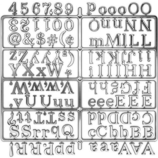 Arteza 펠트 문자판 문자, 500개의 문자, 숫자 및 기호 세트, 금 및 은, 1인치, 카페, 사무실, 학교, 레스토랑 또는 가정의 간판, 메시지 보드용