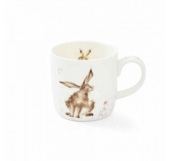 Portmeirion Royal Worcester Wrendale 디자인 Good Hare Day 머그잔 | 토끼 디자인의 14온스 대형 커피잔 | Fine Bone China로 제작 | 전자레인지 및 식기세척기 사용 가능