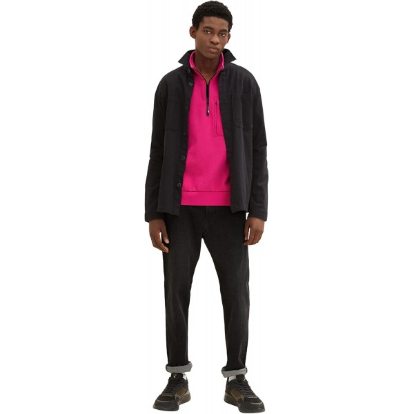 TOM TAILOR 데님 Herren Troyer 스웨트셔츠 mit Busttasche M 30601 - 퓨어 마젠타