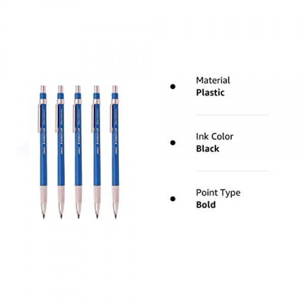 Staedtler Mars Technico 780C 기계식 리드 홀더, 초안 드로잉용 클러치 연필, 아트 스케치 샤프너(5개 팩)