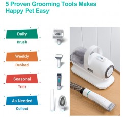 Neabot P1 Pro 애완견 클리퍼, 애완동물 털 진공 청소기 포함, 전문 애완동물 미용 세트, 조용한 깎기 강아지 고양이 애완동물 털 깎기, 입증된 5가지 손질 도구가 포함된 