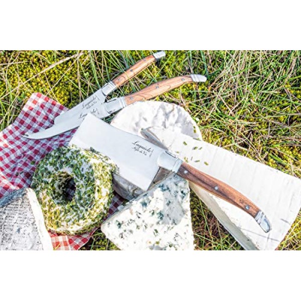 Laguiole Style de Vie 치즈 칼, 럭셔리 라인, 올리브 우드, 3개 세트, 선물 상자 포함