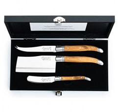 Laguiole Style de Vie 치즈 칼, 럭셔리 라인, 올리브 우드, 3개 세트, 선물 상자 포함