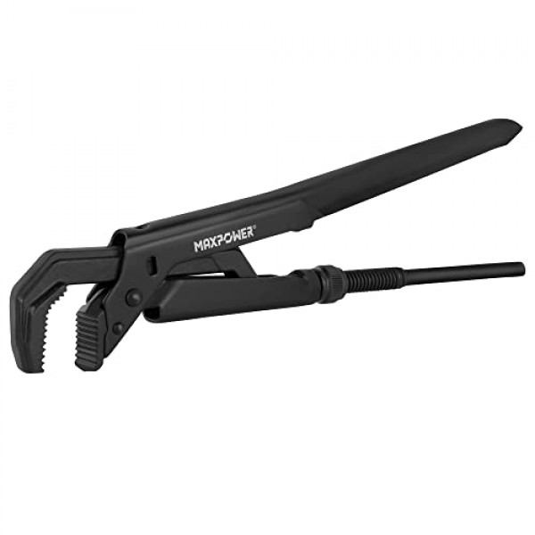 MAXPOWER 스웨덴 파이프 렌치, 12인치 조정 가능한 스웨덴 파이프 스패너 배관공 스패너 스틸슨(90° 각도 조 포함), 최대 개방 용량 1.5