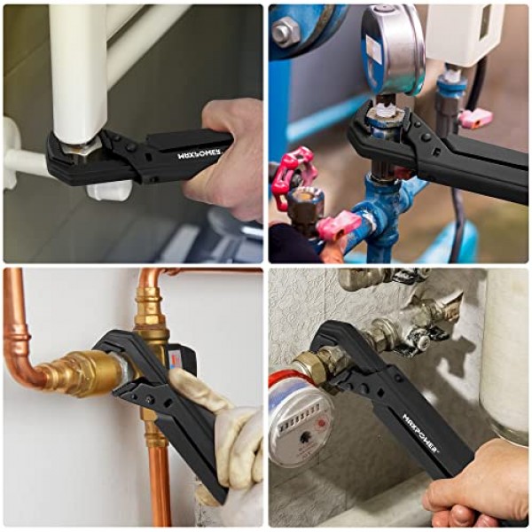 MAXPOWER 스웨덴 파이프 렌치, 12인치 조정 가능한 스웨덴 파이프 스패너 배관공 스패너 스틸슨(90° 각도 조 포함), 최대 개방 용량 1.5