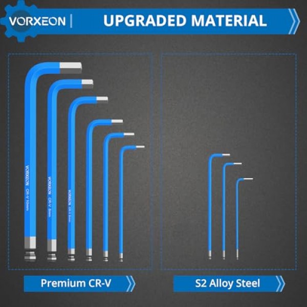 VORXEON 9PCS 알렌 렌치 육각 키 세트 1.5mm-10mm, 미터법 긴 볼 엔드 알렌 키 세트 자전거 오토바이 수리 가구 조립 가정용 DIY에 대한 보이는 코딩이있는 L 키