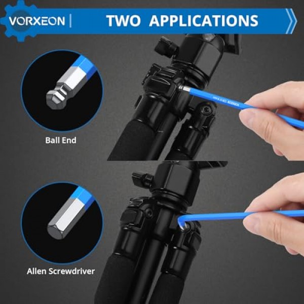 VORXEON 9PCS 알렌 렌치 육각 키 세트 1.5mm-10mm, 미터법 긴 볼 엔드 알렌 키 세트 자전거 오토바이 수리 가구 조립 가정용 DIY에 대한 보이는 코딩이있는 L 키