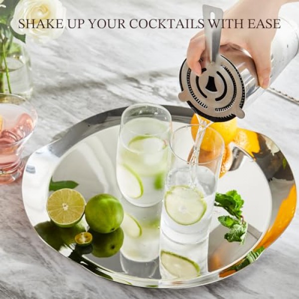KITESSENSU 보스턴 칵테일 셰이커 세트, 4피스 보스턴 셰이커 통 바텐더 키트, 18온스 및 28온스 혼합 음료 셰이커, 호손 스트레이너, 이중 측정 지거, 칵테일 레시피 카드 