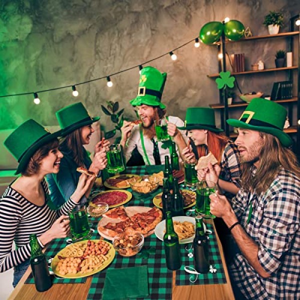 성 패트릭의 날 테이블 러너 플레이스 매트 7개, 식탁용 토끼풀 해피 홀리데이 장식, 아일랜드 파티용 빈티지 소박한 농가 행운의 테이블 매트 세트(복고풍 스타일)