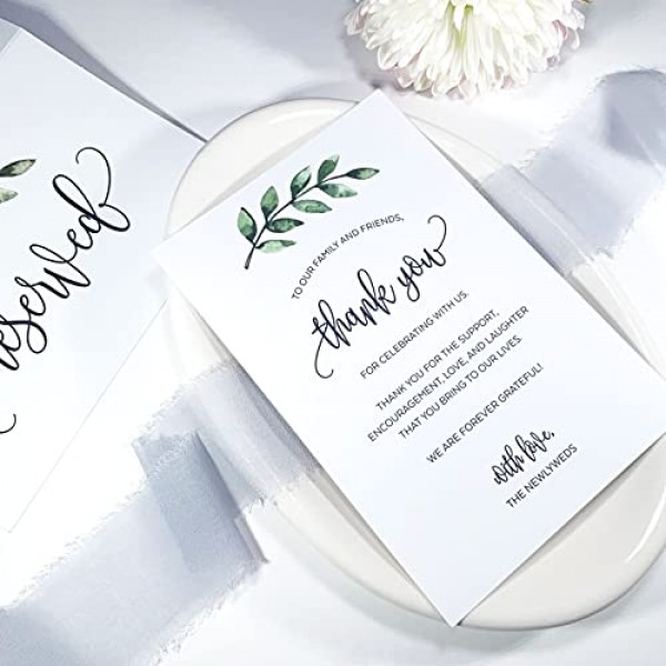 321Done Greenery 감사 장소 설정 카드, 4x6 흰색, 미국산 - 수채화 녹색 잎, 결혼식, 파티, 퇴직, 졸업, 생일, 샤워, 아기, 신부용 테이블 장소 카드, 50팩