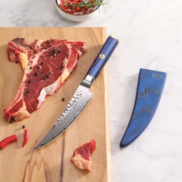 Cangshan KITA 시리즈 6인치 본딩 나이프(외피 포함), 고탄소 X-7 다마스커스 강철, 501431