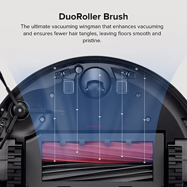 roborock S8 로봇 진공 및 걸레 청소기, DuoRoller 브러시, 6000Pa 흡입, ReactiveAI 2.0 장애물 회피, 음파 걸레질, 자동 리프팅 걸레, Alexa와 함께 작동, 애완동물 털에 적합, 검정