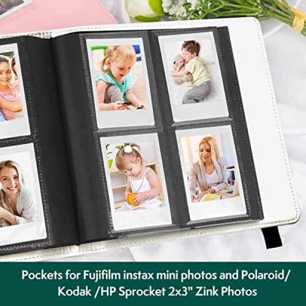 Fujifilm Instax Mini 즉석 카메라용 2x3 사진 앨범, 288 포켓 Fujifilm Instax Mini 12 11 evo 9 40 8 7 Evo LiPlay 즉석 카메라용 미니 사진 앨범, 흰색