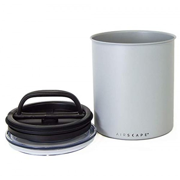 행성 디자인 Airscape 스테인레스 스틸 커피 용기 | 식품 저장 용기 | 특허받은 밀폐 뚜껑 | 과도한 공기를 밀어내 식품 신선도 유지(중간, 무광택 흰색)