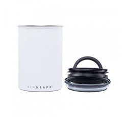 행성 디자인 Airscape 스테인레스 스틸 커피 용기 | 식품 저장 용기 | 특허받은 밀폐 뚜껑 | 과도한 공기를 밀어내 식품 신선도 유지(중간, 무광택 흰색)