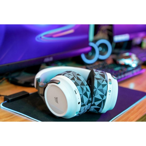 Corsair Virtuoso RGB Wireless, Corsair Virtuoso RGB Wireless XT 및 Corsair Virtuoso Wireless SE | Geo Gray와 호환되는 냉각 젤이 있는 WC Freeze Virtuoso 하이브리드 패브릭 교체용 이어 패드 |