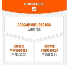 Corsair Virtuoso RGB Wireless, Corsair Virtuoso RGB Wireless XT 및 Corsair Virtuoso Wireless SE | Geo Gray와 호환되는 냉각 젤이 있는 WC Freeze Virtuoso 하이브리드 패브릭 교체용 이어 패드 |