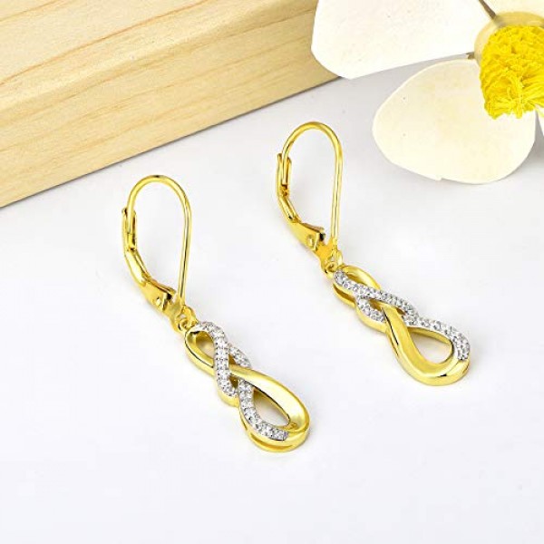 JO WISDOM 여성용 귀걸이 인피니티 925 실버 귀걸이 3A 큐빅 지르코니아 쥬얼리 여성용 여성용 어머니 쥬얼리