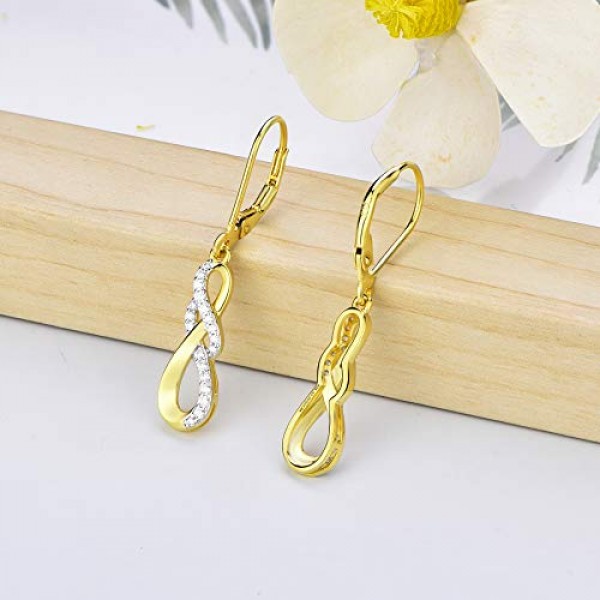 JO WISDOM 여성용 귀걸이 인피니티 925 실버 귀걸이 3A 큐빅 지르코니아 쥬얼리 여성용 여성용 어머니 쥬얼리