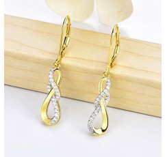 JO WISDOM 여성용 귀걸이 인피니티 925 실버 귀걸이 3A 큐빅 지르코니아 쥬얼리 여성용 여성용 어머니 쥬얼리