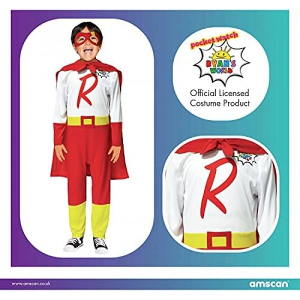Amscan 9908555 Child Boys 공식 Ryan's World 라이센스 Red Titan 팬시 드레스 의상(6-8세)