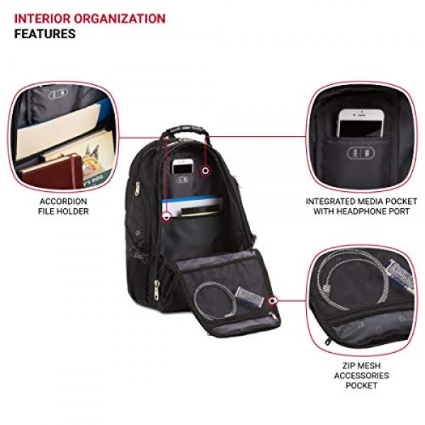 SwissGear 5977 ScanSmart 노트북 백팩, 블랙, 17인치 17인치 블랙