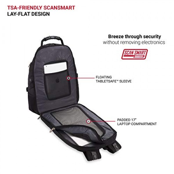 SwissGear 5977 ScanSmart 노트북 백팩, 블랙, 17인치 17인치 블랙