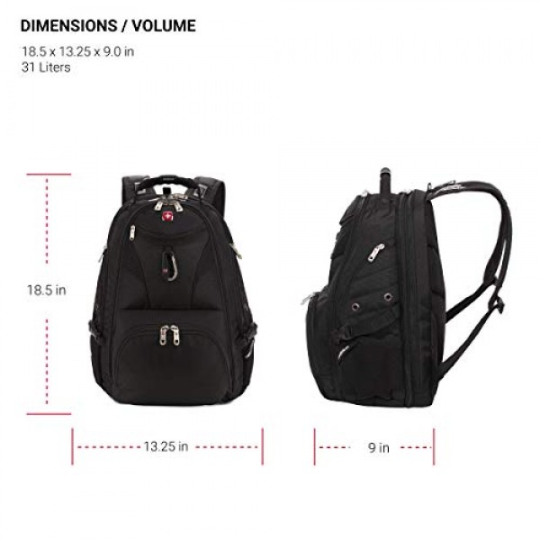 SwissGear 5977 ScanSmart 노트북 백팩, 블랙, 17인치 17인치 블랙