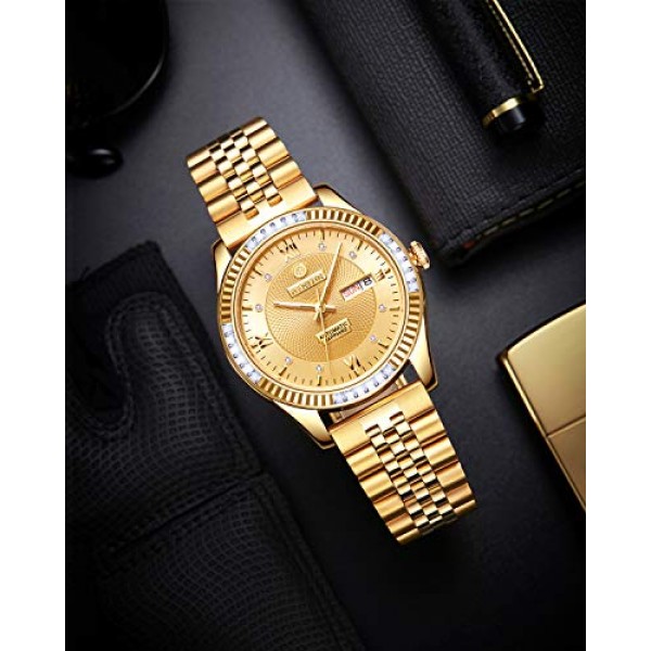 BINLUN 스테인레스 스틸 시계 밴드 교체용 금속 시계 스트랩(남성용 이중 잠금 접이식 걸쇠 포함) 18mm 20mm 22mm 24mm 26mm 실버, 골드, 블랙, 로즈 골드, 2톤