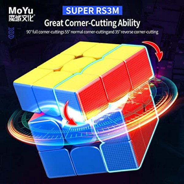 Moyu Super RS3M 2022 3x3 자기 속도 큐브 스티커 없음, 큐브 퍼즐 게임 장난감(자기 버전)