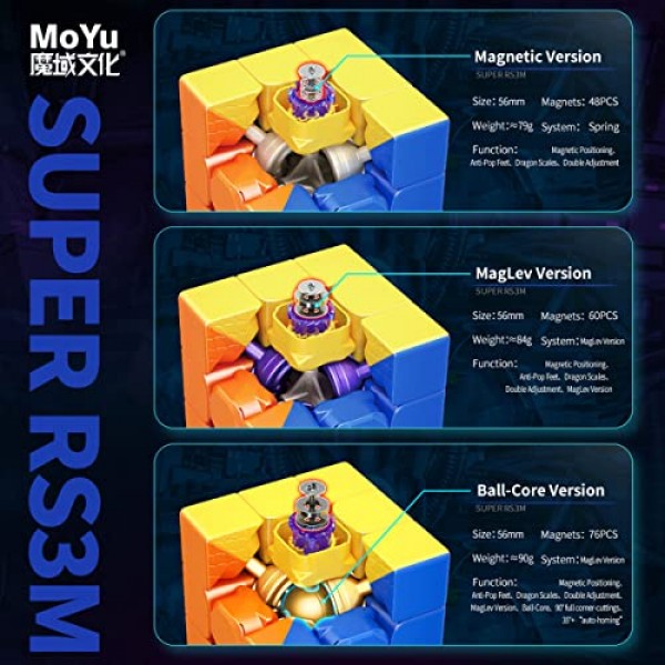 Moyu Super RS3M 2022 3x3 자기 속도 큐브 스티커 없음, 큐브 퍼즐 게임 장난감(자기 버전)