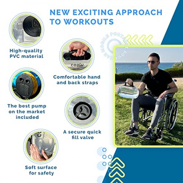 운동 및 피트니스용 아쿠아 백 - 물 무게가 있는 트레이닝 파워 백 - 운동 샌드백 대안 - 휴대용 안정성 피트니스 장비