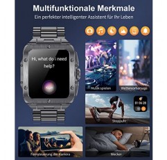 LIGE 스마트워치 안드로이드 및 iOS용 남성용 블루투스 통화 음악 음성 채팅 350mAh 스마트워치 1.85인치 터치스크린 스포츠 피트니스 트래커 흑인 남성 스마트워치 심박