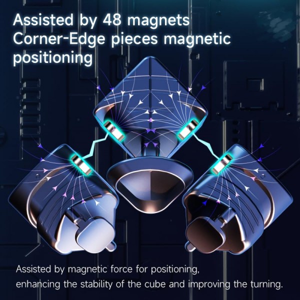 QY Toys QY M Pro, 자기 속도 큐브 3x3 - 자석 조절 시스템이 있는 스티커 없는 매직 큐브 3X3X3, 어린이, 성인, 매니아, 부활절 바구니 물건을 위한 퍼즐 큐브 장난감 선물.